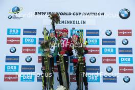 21.03.2019, Holmenkollen, Oslo, Norway (NOR): Franziska Preuss (GER), Anastasiya Kuzmina (SVK), Paulina Fialkova (SVK), (l-r), (l-r) - IBU world cup biathlon, sprint women, Oslo (NOR). www.nordicfocus.com. © Manzoni/NordicFocus. Every downloaded picture is fee-liable.