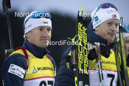 20.02.2019, Minsk-Raubichi, Belarus (BLR): Krasimir Anev (BUL), Tarjei Boe (NOR), (l-r) - IBU Open European championships biathlon, individual men, Minsk-Raubichi (BLR). www.nordicfocus.com. © Manzoni/NordicFocus. Every downloaded picture is fee-liable.