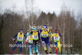 20.02.2019, Minsk-Raubichi, Belarus (BLR): Aristide Begue (FRA), Artem Pryma (UKR), Florin-Catalin Buta (ROU), (l-r) - IBU Open European championships biathlon, individual men, Minsk-Raubichi (BLR). www.nordicfocus.com. © Manzoni/NordicFocus. Every downloaded picture is fee-liable.