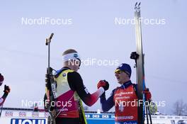 10.03.2019, Oestersund, Sweden (SWE): Johannes Thingnes Boe (NOR), Dmytro Pidruchnyi (UKR), (l-r) - IBU world championships biathlon, pursuit men, Oestersund (SWE). www.nordicfocus.com. © Manzoni/NordicFocus. Every downloaded picture is fee-liable.