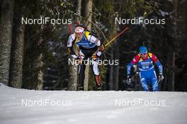 01.12.2019, Oestersund, Sweden, (SWE): Florent Claude (BEL), Nikita Porshnev (RUS) - IBU world cup biathlon, sprint men, Oestersund (SWE). www.nordicfocus.com. © Nico Manzoni/NordicFocus. Every downloaded picture is fee-liable.