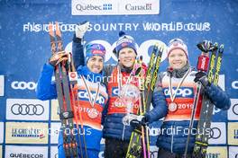 22.03.2019, Quebec, Canada (CAN): Federico Pellegrino (ITA), Johannes Hoesflot Klaebo (NOR), Eirik Brandsdal (NOR), (l-r)  - FIS world cup cross-country, individual sprint, Quebec (CAN). www.nordicfocus.com. © Modica/NordicFocus. Every downloaded picture is fee-liable.