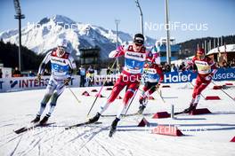 24.02.2019, Seefeld, Austria (AUT): Calle Halfvarsson (SWE), Johannes Hoesflot Klaebo (NOR), Alexander Bolshunov (RUS), (l-r)  - FIS nordic world ski championships, cross-country, team sprint, Seefeld (AUT). www.nordicfocus.com. © Modica/NordicFocus. Every downloaded picture is fee-liable.