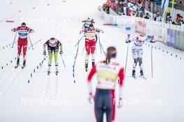 24.02.2019, Seefeld, Austria (AUT): Natalia Nepryaeva (RUS), Anamarija Lampic (SLO), Maiken Caspersen Falla (NOR), Stina Nilsson (SWE), Maja Dahlqvist (SWE), (l-r)  - FIS nordic world ski championships, cross-country, team sprint, Seefeld (AUT). www.nordicfocus.com. © Modica/NordicFocus. Every downloaded picture is fee-liable.