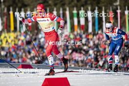 24.02.2019, Seefeld, Austria (AUT): Alexander Bolshunov (RUS), Andrew Young (GBR), (l-r)  - FIS nordic world ski championships, cross-country, team sprint, Seefeld (AUT). www.nordicfocus.com. © Modica/NordicFocus. Every downloaded picture is fee-liable.