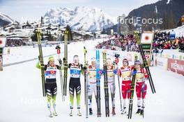 24.02.2019, Seefeld, Austria (AUT): Katja Visnar (SLO), Anamarija Lampic (SLO), Maja Dahlqvist (SWE), Stina Nilsson (SWE), Ingvild Flugstad Oestberg (NOR), Maiken Caspersen Falla (NOR), (l-r)  - FIS nordic world ski championships, cross-country, team sprint, Seefeld (AUT). www.nordicfocus.com. © Modica/NordicFocus. Every downloaded picture is fee-liable.