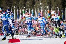 24.02.2019, Seefeld, Austria (AUT): Jovian Hediger (SUI), Janez Lampic (SLO), Federico Pellegrino (ITA), (l-r)  - FIS nordic world ski championships, cross-country, team sprint, Seefeld (AUT). www.nordicfocus.com. © Modica/NordicFocus. Every downloaded picture is fee-liable.