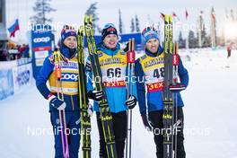 30.11.2019, Ruka, Finland (FIN): Johannes Hoesflot Klaebo (NOR), Iivo Niskanen (FIN), Emil Iversen (NOR), (l-r)  - FIS world cup cross-country, 15km men, Ruka (FIN). www.nordicfocus.com. © Modica/NordicFocus. Every downloaded picture is fee-liable.