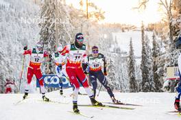 01.12.2019, Ruka, Finland (FIN): Federico Pellegrino (ITA), Hans Christer Holund (NOR), Sindre Bjoernestad Skar (NOR), (l-r)  - FIS world cup cross-country, pursuit men, Ruka (FIN). www.nordicfocus.com. © Modica/NordicFocus. Every downloaded picture is fee-liable.