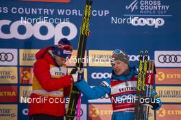 01.12.2019, Ruka, Finland (FIN): Johannes Hoesflot Klaebo (NOR), Iivo Niskanen (FIN), (l-r) - FIS world cup cross-country, pursuit men, Ruka (FIN). www.nordicfocus.com. © Vianney THIBAUT/NordicFocus. Every downloaded picture is fee-liable.