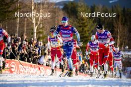 07.12.2019, Lillehammer, Norway (NOR): Hans Christer Holund (NOR), Johannes Hoesflot Klaebo (NOR), Iivo Niskanen (FIN), Emil Iversen (NOR), (l-r)  - FIS world cup cross-country, skiathlon men, Lillehammer (NOR). www.nordicfocus.com. © Modica/NordicFocus. Every downloaded picture is fee-liable.