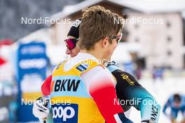 14.12.2019, Davos, Switzerland (SUI): Johannes Hoesflot Klaebo (NOR), Lucas Chanavat (FRA), (l-r)  - FIS world cup cross-country, individual sprint, Davos (SUI). www.nordicfocus.com. © Modica/NordicFocus. Every downloaded picture is fee-liable.