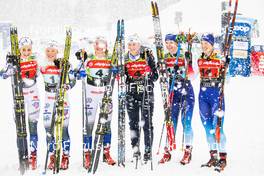 22.12.2019, Planica, Slovenia (SLO): Stina Nilsson (SWE), Jonna Sundling (SWE), Maja Dahlqvist (SWE), Linn Svahn (SWE), Laurien Van Der Graaf (SUI), Nadine Faehndrich (SUI), (l-r)  - FIS world cup cross-country, team sprint, Planica (SLO). www.nordicfocus.com. © Modica/NordicFocus. Every downloaded picture is fee-liable.