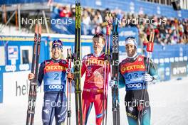 29.12.2019, Lenzerheide, Switzerland (SUI): Federico Pellegrino (ITA), Johannes Hoesflot Klaebo (NOR), Richard Jouve (FRA), (l-r)  - FIS world cup cross-country, tour de ski, individual sprint, Lenzerheide (SUI). www.nordicfocus.com. © Modica/NordicFocus. Every downloaded picture is fee-liable.