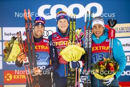 29.12.2019, Lenzerheide, Switzerland (SUI): Federico Pellegrino (ITA), Johannes Hoesflot Klaebo (NOR), Richard Jouve (FRA), (l-r) - FIS world cup cross-country, tour de ski, individual sprint, Lenzerheide (SUI). www.nordicfocus.com. © Modica/NordicFocus. Every downloaded picture is fee-liable.