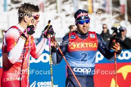 29.12.2019, Lenzerheide, Switzerland (SUI): Federico Pellegrino (ITA), Johannes Hoesflot Klaebo (NOR), (l-r)  - FIS world cup cross-country, tour de ski, individual sprint, Lenzerheide (SUI). www.nordicfocus.com. © Modica/NordicFocus. Every downloaded picture is fee-liable.