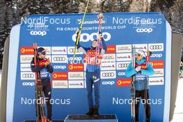 29.12.2019, Lenzerheide, Switzerland (SUI): Federico Pellegrino (ITA), Johannes Hoesflot Klaebo (NOR), Richard Jouve (FRA), (l-r) - FIS world cup cross-country, tour de ski, individual sprint, Lenzerheide (SUI). www.nordicfocus.com. © Modica/NordicFocus. Every downloaded picture is fee-liable.