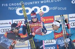 29.12.2019, Lenzerheide, Switzerland (SUI): Federico Pellegrino (ITA), Johannes Hoesflot Klaebo (NOR), Richard Jouve (FRA), l-r - FIS world cup cross-country, tour de ski, individual sprint, Lenzerheide (SUI). www.nordicfocus.com. © Modica/NordicFocus. Every downloaded picture is fee-liable.