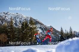 31.12.2019, Toblach, Italy (ITA): Andrew Musgrave (GBR), Andrey Melnichenko (RUS), (l-r)  - FIS world cup cross-country, tour de ski, 10km women, Toblach (ITA). www.nordicfocus.com. © Modica/NordicFocus. Every downloaded picture is fee-liable.