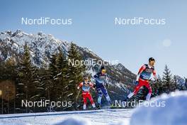 31.12.2019, Toblach, Italy (ITA): Paal Golberg (NOR), Perttu Hyvarinen (FIN), Sjur Roethe (NOR), (l-r)  - FIS world cup cross-country, tour de ski, 10km women, Toblach (ITA). www.nordicfocus.com. © Modica/NordicFocus. Every downloaded picture is fee-liable.