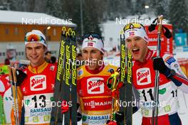 22.12.2019, Ramsau, Austria (AUT): Vinzenz Geiger (GER), Jarl Magnus Riiber (NOR), Joergen Graabak (NOR) (l-r)  - FIS world cup nordic combined, individual gundersen HS98/10km, Ramsau (AUT). www.nordicfocus.com. © Volk/NordicFocus. Every downloaded picture is fee-liable.