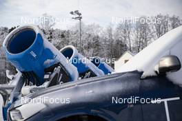 25.02.2020, Minsk-Raubichi, Belarus (BLR): Event Feature: Snowguns wait for action - IBU Open European Championships Biathlon, training, Minsk-Raubichi (BLR). www.nordicfocus.com. © Manzoni/NordicFocus. Every downloaded picture is fee-liable.