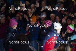 14.02.2020, Antholz, Italy (ITA): Susan Dunklee (USA), Marte Olsbu Roeiseland (NOR), (l-r) - IBU World Championships Biathlon, medal ceremony, Antholz/Anterselva (ITA). Handout International Biathlon Union. © Manzoni/IBU