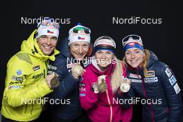 13.02.2020, Antholz, Italy (ITA): Michal Krcmar (CZE), Ondrej Moravec (CZE), Eva Puskarcikova (CZE), Marketa Davidova (CZE), (l-r) - IBU World Championships Biathlon, medals, Antholz (ITA). www.nordicfocus.com. © Manzoni/NordicFocus. Every downloaded picture is fee-liable.