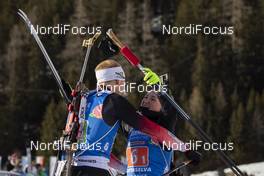 20.02.2020, Antholz, Italy (ITA): Johannes Thingnes Boe (NOR), Marte Olsbu Roeiseland (NOR), (l-r) - IBU World Championships Biathlon, single mixed relay, Antholz (ITA). www.nordicfocus.com. © Manzoni/NordicFocus. Every downloaded picture is fee-liable.