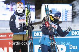 17.12.2020, Hochfilzen, Austria (AUT): Vetle Sjaastad Christiansen (NOR), Sebastian Samuelsson (SWE), (l-r) -  IBU World Cup Biathlon, sprint men, Hochfilzen (AUT). www.nordicfocus.com. © Manzoni/NordicFocus. Every downloaded picture is fee-liable.