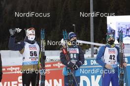 17.12.2020, Hochfilzen, Austria (AUT): Vetle Sjaastad Christiansen (NOR), Sebastian Samuelsson (SWE), Dmytro Pidruchnyi (UKR), (l-r) -  IBU World Cup Biathlon, sprint men, Hochfilzen (AUT). www.nordicfocus.com. © Manzoni/NordicFocus. Every downloaded picture is fee-liable.