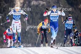 04.01.2020, Val di Fiemme, Italy (ITA): Maja Dahlqvist (SWE), Laurien Van Der Graaf (SUI), Katharina Hennig (GER), Elisa Brocard (ITA), (l-r)  - FIS world cup cross-country, tour de ski, individual sprint, Val di Fiemme (ITA). www.nordicfocus.com. © Modica/NordicFocus. Every downloaded picture is fee-liable.