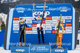 03.01.2020, Val di Fiemme, Italy (ITA): Ebba Andersson (SWE), Astrid Uhrenholdt Jacobsen (NOR), Katharina Hennig (GER), (l-r) - FIS world cup cross-country, tour de ski, mass women, Val di Fiemme (ITA). www.nordicfocus.com. © Modica/NordicFocus. Every downloaded picture is fee-liable.