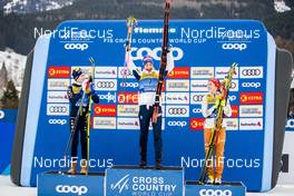 03.01.2020, Val di Fiemme, Italy (ITA): Ebba Andersson (SWE), Astrid Uhrenholdt Jacobsen (NOR), Katharina Hennig (GER), (l-r) - FIS world cup cross-country, tour de ski, mass women, Val di Fiemme (ITA). www.nordicfocus.com. © Modica/NordicFocus. Every downloaded picture is fee-liable.