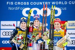 03.01.2020, Val di Fiemme, Italy (ITA): Ebba Andersson (SWE), Astrid Uhrenholdt Jacobsen (NOR), Katharina Hennig (GER), (l-r) - FIS world cup cross-country, tour de ski, mass women, Val di Fiemme (ITA). www.nordicfocus.com. © Modica/NordicFocus. Every downloaded picture is fee-liable.