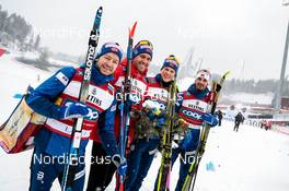 01.03.2020, Lahti Finland (FIN): Paal Golberg (NOR), Hans Christer Holund (NOR), Sjur Roethe (NOR), Johannes Hoesflot Klaebo (NOR), (l-r)  - FIS world cup cross-country, 4x10km men, Lahti (FIN). www.nordicfocus.com. © Modica/NordicFocus. Every downloaded picture is fee-liable.