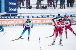 01.03.2020, Lahti Finland (FIN): Roman Furger (SUI), Johannes Hoesflot Klaebo (NOR), (l-r)  - FIS world cup cross-country, 4x10km men, Lahti (FIN). www.nordicfocus.com. © Modica/NordicFocus. Every downloaded picture is fee-liable.