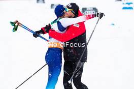 01.03.2020, Lahti Finland (FIN): Dario Cologna (SUI), Roman Furger (SUI), (l-r)  - FIS world cup cross-country, 4x10km men, Lahti (FIN). www.nordicfocus.com. © Modica/NordicFocus. Every downloaded picture is fee-liable.