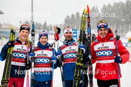 01.03.2020, Lahti Finland (FIN): Paal Golberg (NOR), Hans Christer Holund (NOR), Sjur Roethe (NOR), Johannes Hoesflot Klaebo (NOR), (l-r)  - FIS world cup cross-country, 4x10km men, Lahti (FIN). www.nordicfocus.com. © Modica/NordicFocus. Every downloaded picture is fee-liable.