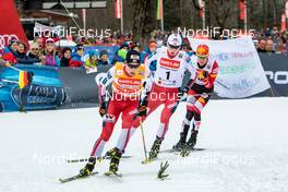 26.01.2020, Oberstdorf, Germany (GER): Jarl Magnus Riiber (NOR), Jens Luraas Oftebro (NOR), Franz-Josef Rehrl (AUT) (l-r)  - FIS world cup nordic combined, individual gundersen HS140/10km, Oberstdorf (GER). www.nordicfocus.com. © Volk/NordicFocus. Every downloaded picture is fee-liable.