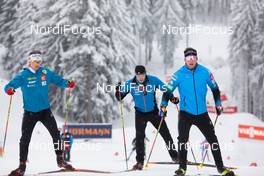 07.01.2021, Oberhof, Germany (GER): Fabien Claude (FRA), Florent Claude (BEL), Emilien Claude (FRA), (l-r)  -  IBU World Cup Biathlon, training, Oberhof (GER). www.nordicfocus.com. © Manzoni/NordicFocus. Every downloaded picture is fee-liable.