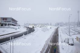 07.01.2021, Oberhof, Germany (GER): Feature: Overview over the venue with the media center left and the entrance roads -  IBU World Cup Biathlon, training, Oberhof (GER). www.nordicfocus.com. © Manzoni/NordicFocus. Every downloaded picture is fee-liable.