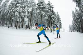 07.01.2021, Oberhof, Germany (GER): Quentin Fillon Maillet (FRA), Emilien Jacquelin (FRA), (l-r) -  IBU World Cup Biathlon, training, Oberhof (GER). www.nordicfocus.com. © Manzoni/NordicFocus. Every downloaded picture is fee-liable.