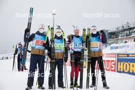 15.01.2021, Oberhof, Germany (GER): Vetle Sjaastad Christiansen (NOR), Johannes Dale (NOR), Tarjei Boe (NOR), Johannes Thingnes Boe (NOR), (l-r) -  IBU World Cup Biathlon, relay men, Oberhof (GER). www.nordicfocus.com. © Manzoni/NordicFocus. Every downloaded picture is fee-liable.