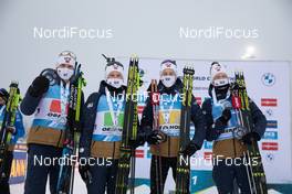 15.01.2021, Oberhof, Germany (GER): Vetle Sjaastad Christiansen (NOR), Johannes Dale (NOR), Tarjei Boe (NOR), Johannes Thingnes Boe (NOR), (l-r) -  IBU World Cup Biathlon, relay men, Oberhof (GER). www.nordicfocus.com. © Manzoni/NordicFocus. Every downloaded picture is fee-liable.