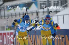 15.01.2021, Oberhof, Germany (GER): Sebastian Samuelsson (SWE), Oskar Brandt (SWE), (l-r) -  IBU World Cup Biathlon, relay men, Oberhof (GER). www.nordicfocus.com. © Manzoni/NordicFocus. Every downloaded picture is fee-liable.