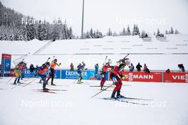 23.01.2021, Antholz, Italy (ITA): Elvira Oeberg (SWE), Lisa Theresa Hauser (AUT), Dzinara Alimbekava (BLR), Franziska Preuss (GER), Dorothea Wierer (ITA), Hanna Oeberg (SWE), Tiril Eckhoff (NOR), Marte Olsbu Roeiseland (NOR), (l-r) -  IBU World Cup Biathlon, mass women, Antholz (ITA). www.nordicfocus.com. © Manzoni/NordicFocus. Every downloaded picture is fee-liable.