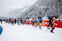 23.01.2021, Antholz, Italy (ITA): Marte Olsbu Roeiseland (NOR), Tiril Eckhoff (NOR), Hanna Oeberg (SWE), Dorothea Wierer (ITA), Franziska Preuss (GER), Dzinara Alimbekava (BLR), Lisa Theresa Hauser (AUT), Elvira Oeberg (SWE), Anais Chevalier-Bouchet (FRA), Marketa Davidova (CZE), Denise Herrmann (GER), Julia Simon (FRA), Ingrid Landmark Tandrevold (NOR), Linn Persson (SWE), Justine Braisaz-Bouchet (FRA), Karoline Offigstad Knotten (NOR), Anais Bescond (FRA), Janina Hettich (GER), Svetlana Mironova (RUS), Emma Lunder (CAN), Mona Brorsson (SWE), Lisa Vittozzi (ITA), Dunja Zdouc (AUT), Yuliia Dzhima (UKR), Clare Egan (USA), Evgeniya Pavlova (RUS), Uliana Kaisheva (RUS), Marion Deigentesch (GER), Vanessa Hinz (GER), Larisa Kuklina (RUS), (l-r) -  IBU World Cup Biathlon, mass women, Antholz (ITA). www.nordicfocus.com. © Manzoni/NordicFocus. Every downloaded picture is fee-liable.