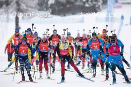 23.01.2021, Antholz, Italy (ITA): Marte Olsbu Roeiseland (NOR), Tiril Eckhoff (NOR), Hanna Oeberg (SWE), Dorothea Wierer (ITA), Franziska Preuss (GER), Dzinara Alimbekava (BLR), Lisa Theresa Hauser (AUT), Elvira Oeberg (SWE), Anais Chevalier-Bouchet (FRA), Marketa Davidova (CZE), Denise Herrmann (GER), Julia Simon (FRA), Ingrid Landmark Tandrevold (NOR), Linn Persson (SWE), Justine Braisaz-Bouchet (FRA), Karoline Offigstad Knotten (NOR), Anais Bescond (FRA), Janina Hettich (GER), Svetlana Mironova (RUS), Emma Lunder (CAN), Mona Brorsson (SWE), Lisa Vittozzi (ITA), Dunja Zdouc (AUT), Yuliia Dzhima (UKR), Clare Egan (USA), Evgeniya Pavlova (RUS), Uliana Kaisheva (RUS), Marion Deigentesch (GER), Vanessa Hinz (GER), Larisa Kuklina (RUS), (l-r) -  IBU World Cup Biathlon, mass women, Antholz (ITA). www.nordicfocus.com. © Manzoni/NordicFocus. Every downloaded picture is fee-liable.