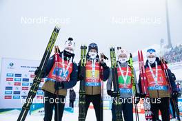 23.01.2021, Antholz, Italy (ITA): Johannes Thingnes Boe (NOR), Tarjei Boe (NOR), Johannes Dale (NOR), Sturla Holm Laegreid (NOR), (l-r) -  IBU World Cup Biathlon, relay men, Antholz (ITA). www.nordicfocus.com. © Manzoni/NordicFocus. Every downloaded picture is fee-liable.